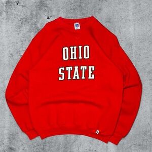 Vintage 90s Ohio State Buckeyes Red Russell Athletic Crewneck Sweatshirt Size M